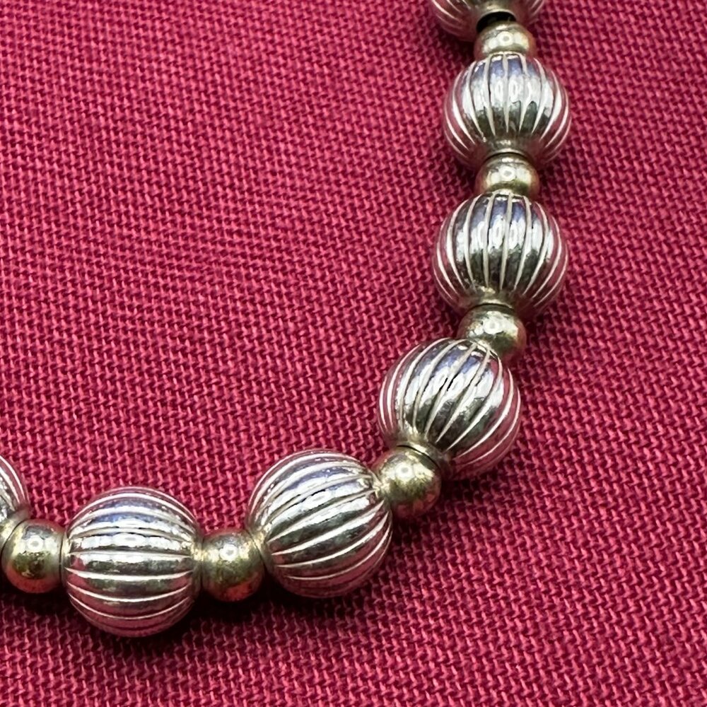 Sterling Silver Fluted Bead Bracelet - Picture 11 of 15